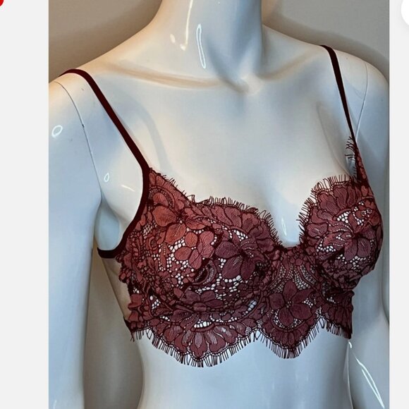 FOR LOVE AND LEMONS Loucette Lace Burgundy Red Underwire Bra M - Picture 5 of 14